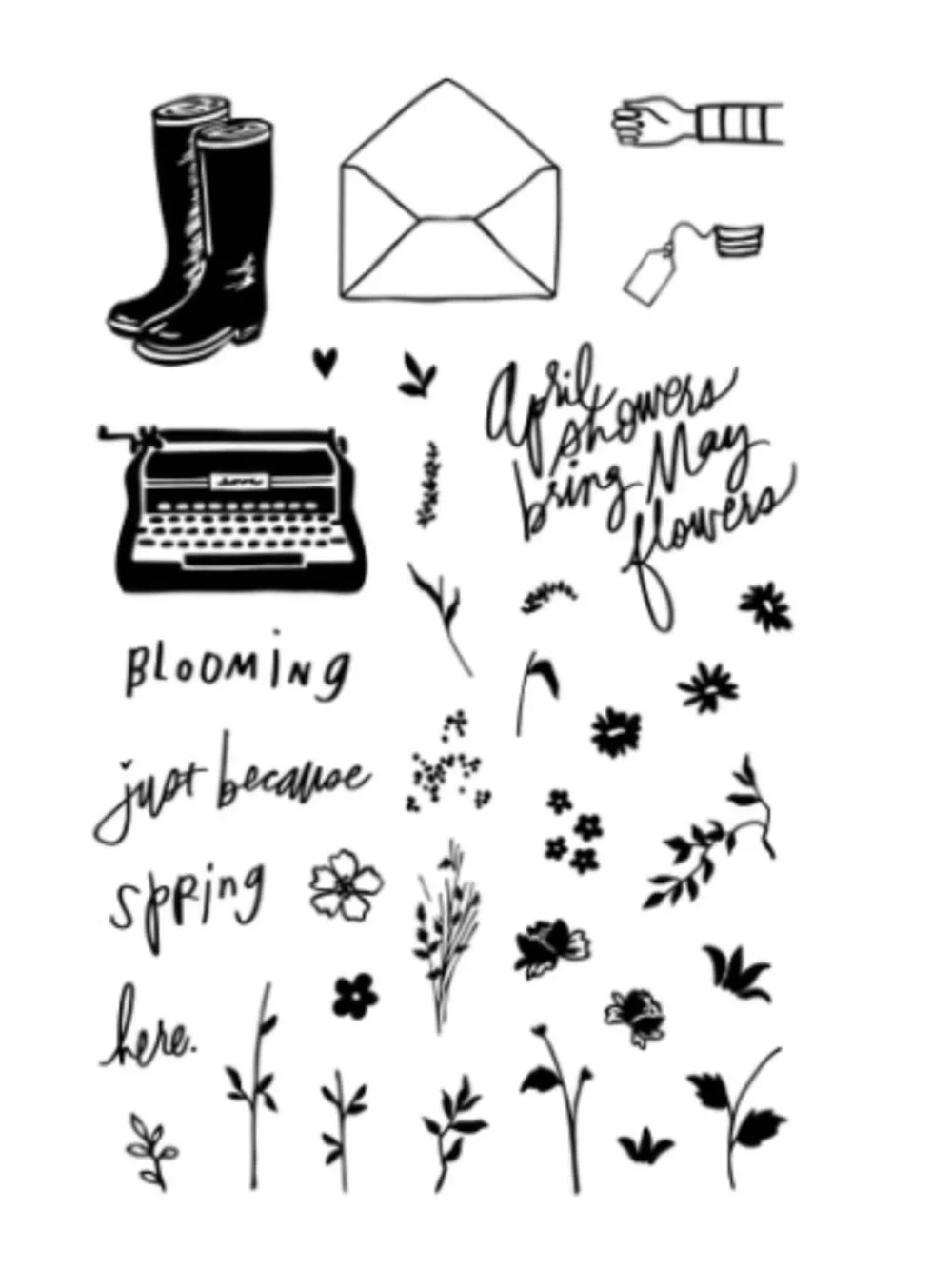 Heidi Swapp 4X6 Spring Flowers Stamp Set